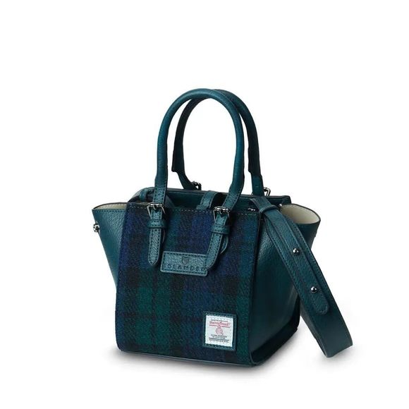 The Mini Caillie Tote Harris Tweed & Pu Leather Black Watch Tartan :^) - Picture 1 of 5